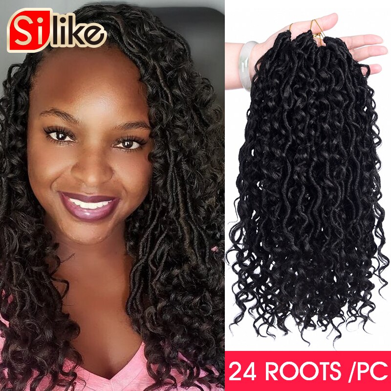 Silike 14 "dea Locs estensioni dei capelli tutto'uncinetto trecce sintetiche a spirale serrature per capelli trecce tutto'uncinetto per donne 24 fili: 6 Pz/lotto