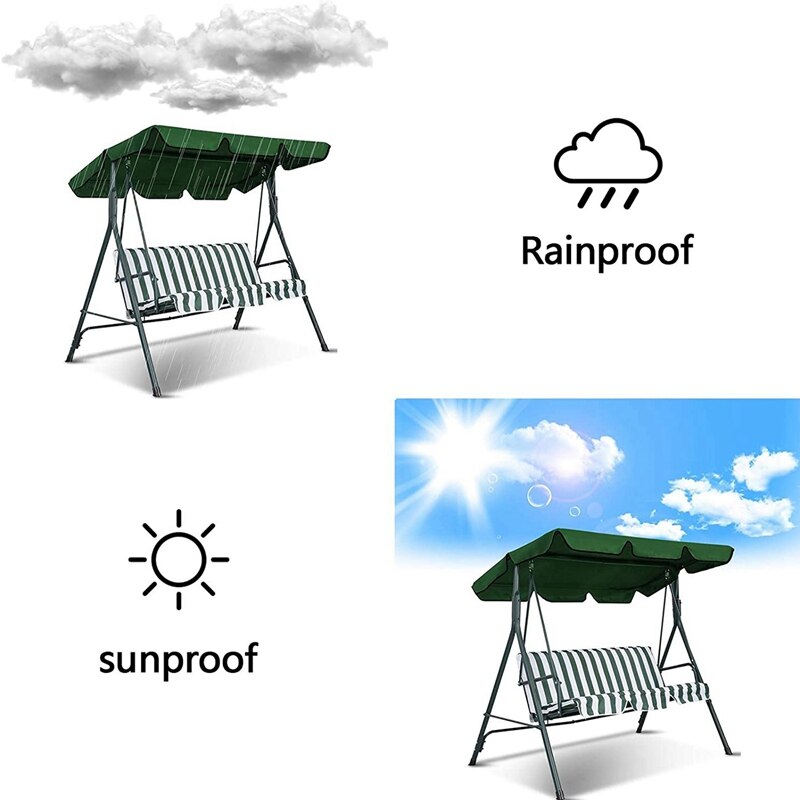 Udskiftning af svingloft, vandtæt gyngestol topdæksel sæde møbler holdbart materiale grøn 190 x 132 x 15 cm