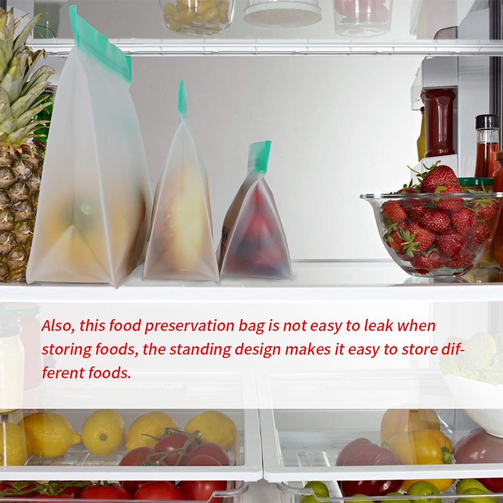 Food Storage Bag Reusable Preservation Bag Kitchen Double Zipper Sandwich Pouch Color Random, 20.5x14.5x5cm