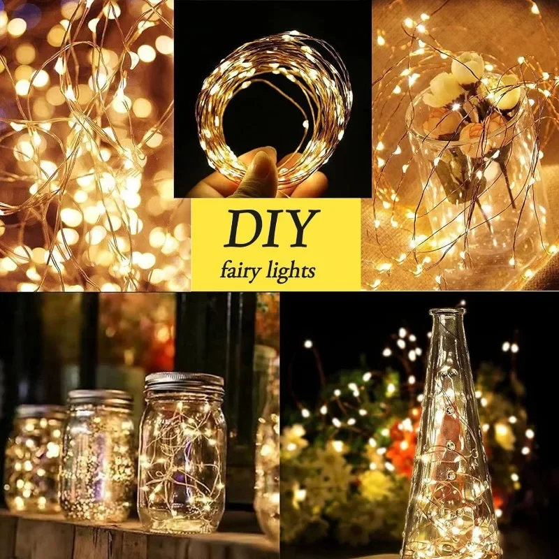 USB LED Lichterketten 5/10/20M Silber Draht Girlande Licht Wasserdichte Lichterkette Für Weihnachten Hochzeit Party Dekoration