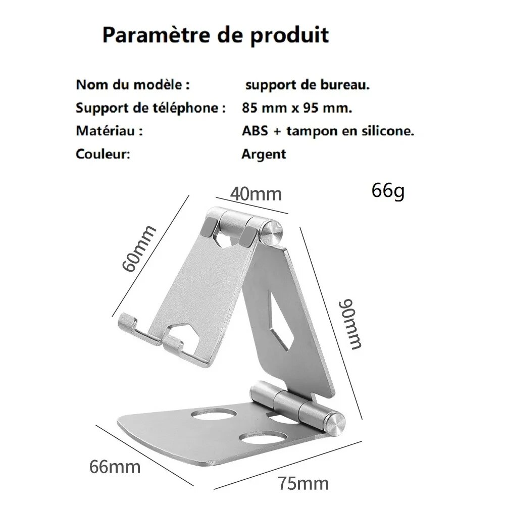 aluminium phablet telefon universell skrivebordsstativ dobbelt sammenleggbart bærbart teleskopstativ sammenleggbart oppbevaringsstativ multivinkeljustering