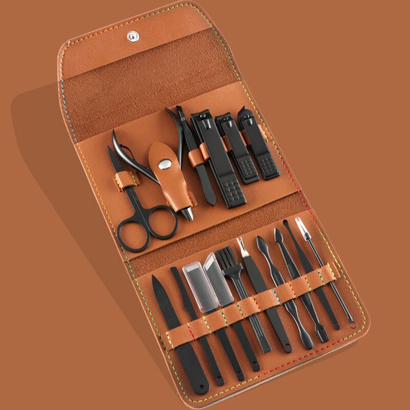 16Pcs/set Nail Cutter Nail Clipper Set Folding Bag Stainless Steel Cutter Tool Finger Nail Clipper Kit Scissors Nail Trimmer Set: 03
