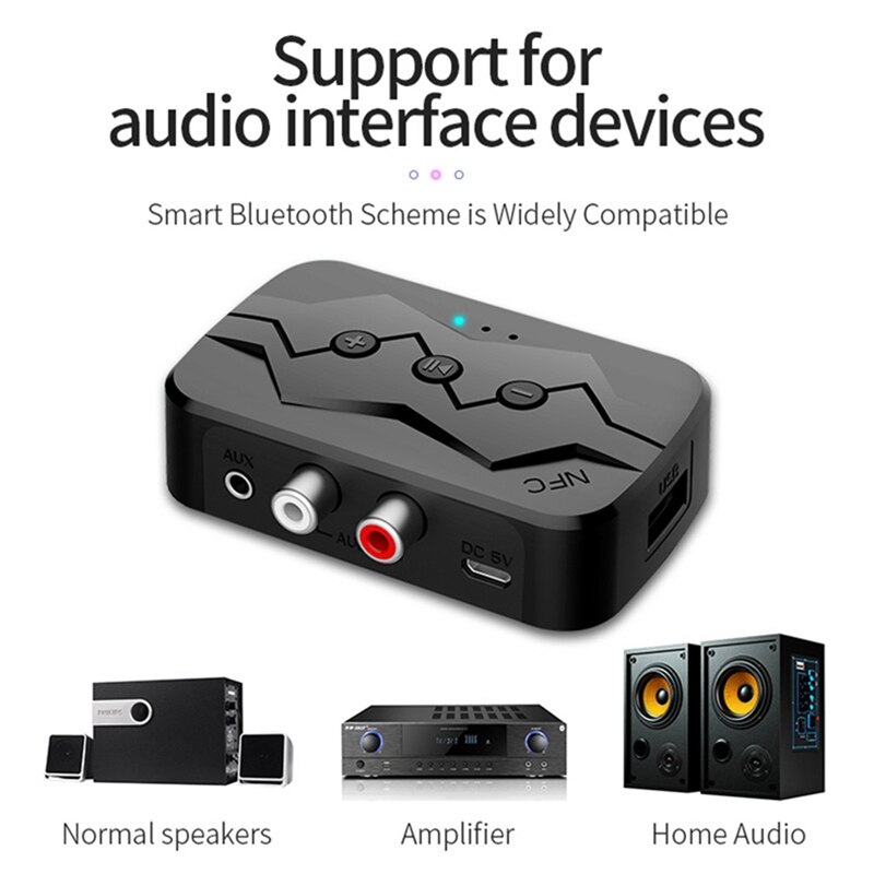 Multifunction NFC Bluetooth Transmitter Receiver ALL in ONE Supports TF Card U Disk to Play RCA Call 5.0 Interference