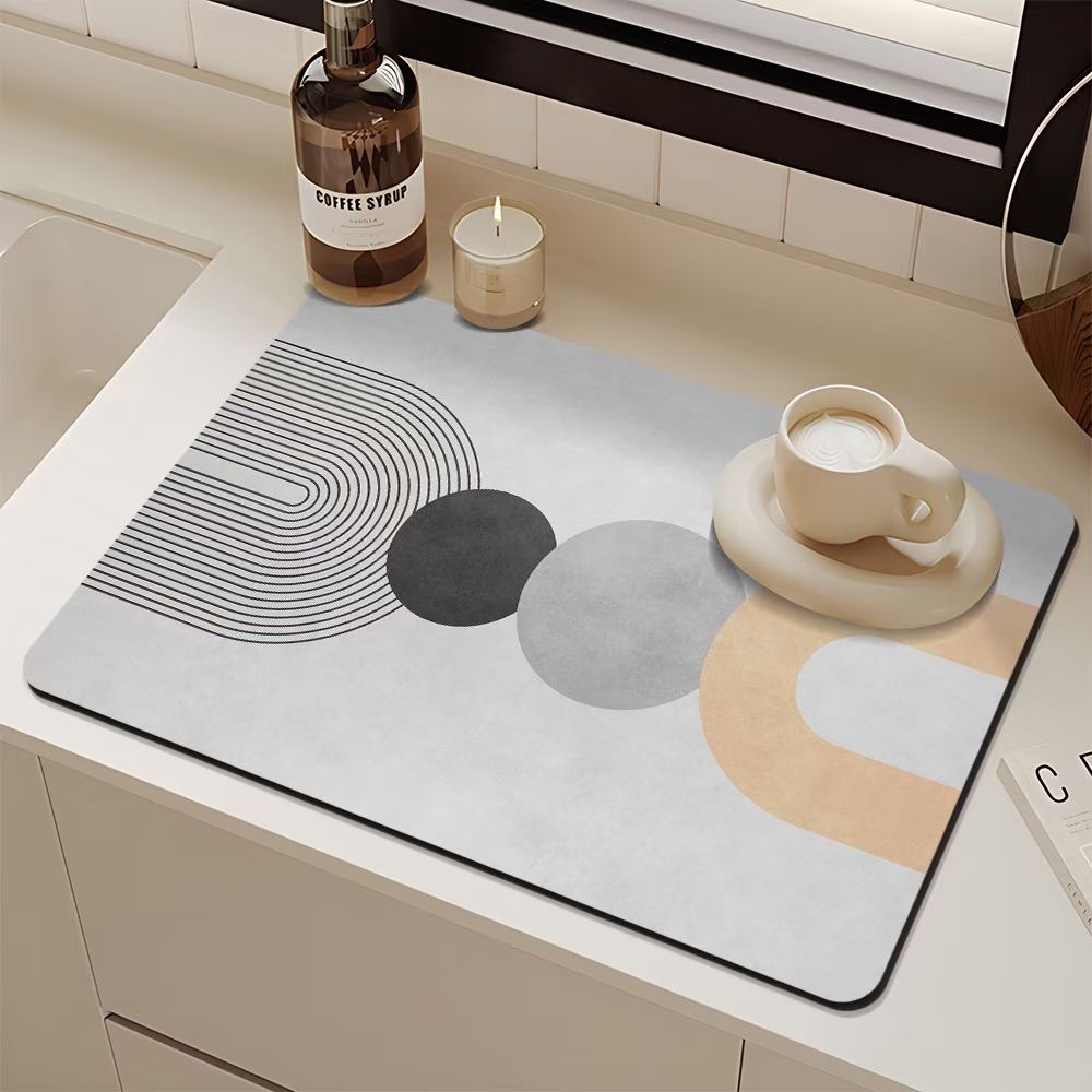 Minimalist Dish Drying Mat Counter Drainer Rack Pads Dining Table Absorbent Drain Pad Kitchen Tableware Placemat Bath Door Rugs: L / Yellow