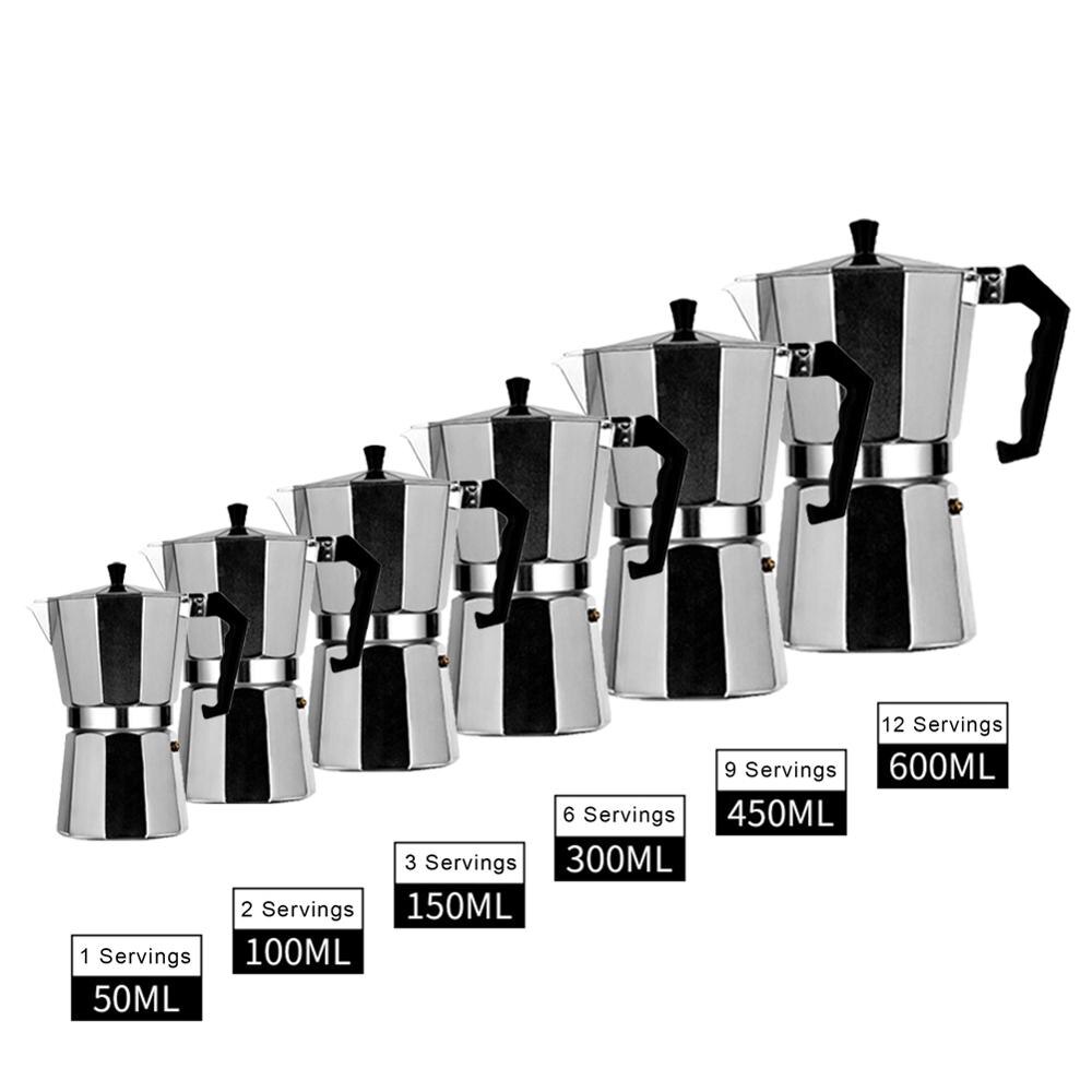 Kaffetrakter aluminium mokka espresso perkolator gryte kaffetrakter moka gryte 1 kopp /3 kopp /6 kopp /9 kopp /12 kopp /12 kopp komfyrtopp kaffetrakter