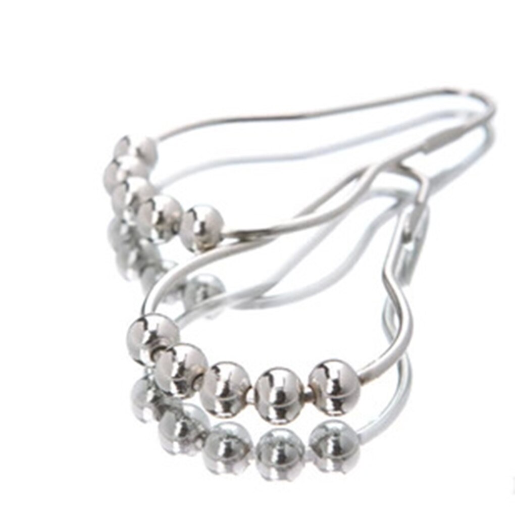 12pcs Shower Curtain Solid Glide Metal Rings Rustproof Shower Curtain Ring Hooks for Bathroom Shower Rods Curtains