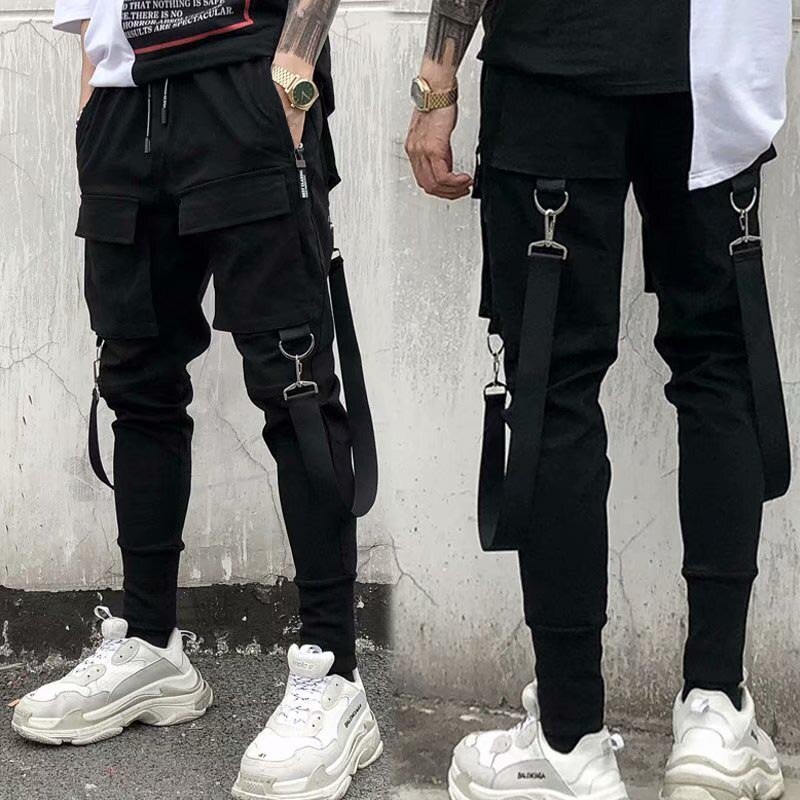 Zakken Potlood Broek Heren Hip Hop Patchwork Cargo Ripped Joggingbroek Joggers Broek Mannelijke Mode Volledige Lengte Broek