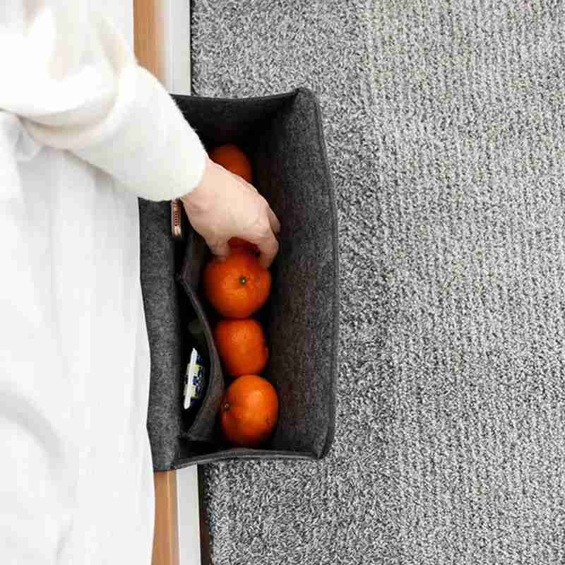 Filt sengekant opbevaring organizer senge skrivebord taske sofa tv lommer kontrol sofa holder hængende caddie fjernbetjening opbevaring organizer seng  r6 d 1