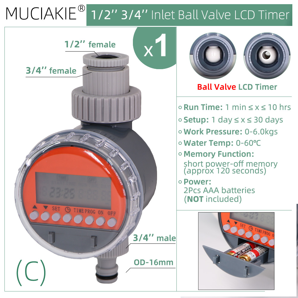 1PC Garden Watering Timer Automatic Irrigation Controller Programmable valve Home Greenhouse Hose Faucet Sprinkler System Tools: C