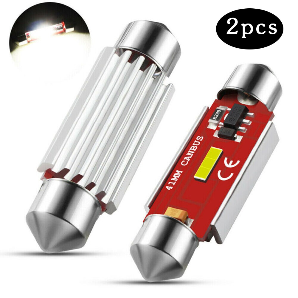 2 stk mærke og 41mm led pære fejlfri hvid  c5w bil interiør kuppel kort lampe sæt