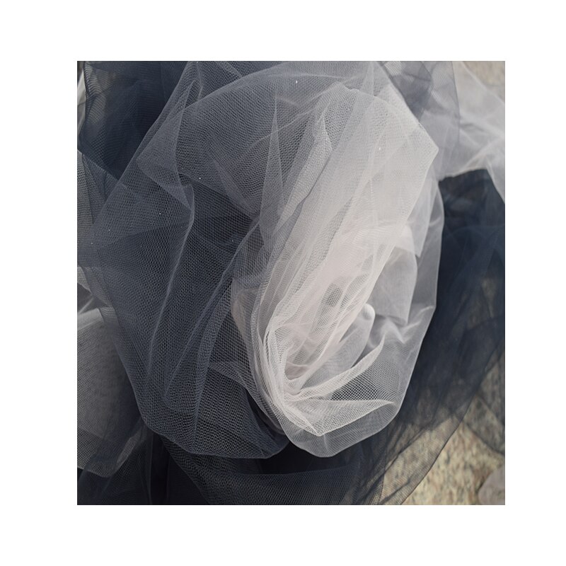 1Y/lot Dark gray gradient chiffon mesh fabric Perspective gauze dress wedding decoraton