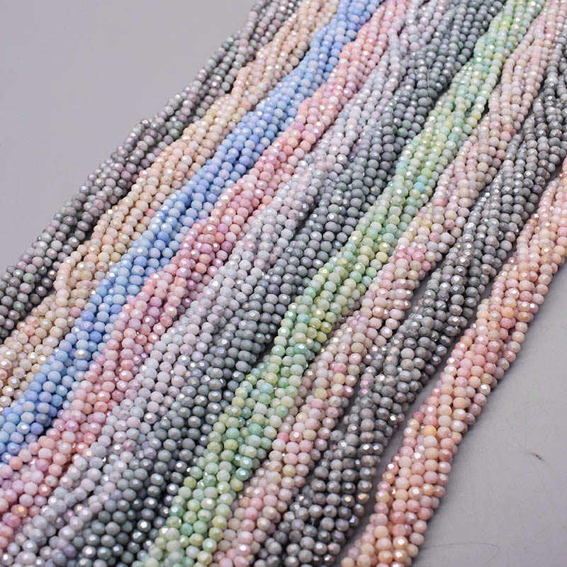 Shiny Color 4mm Rondelle Crystal Glass Beads Faceted Loose Spacer Glass Beads for Jewelry Making DIY Bracelet