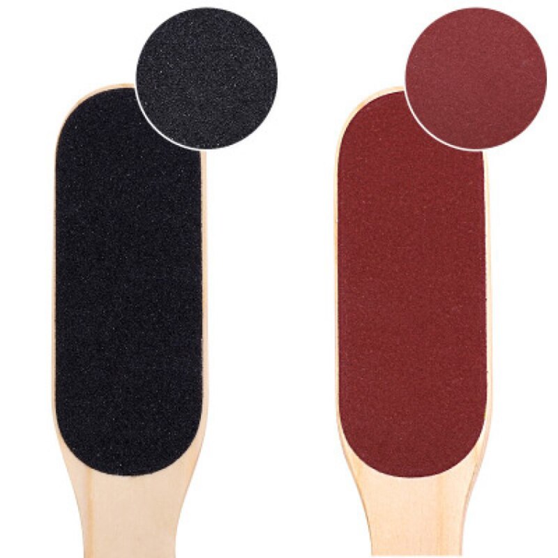 Voet File Voetrasp Dubbele Kanten Dode Huid Bestand Eelt Remover Pedicure Gereedschap Houten Handvat Voetverzorging Schuurpapier Exfoliator