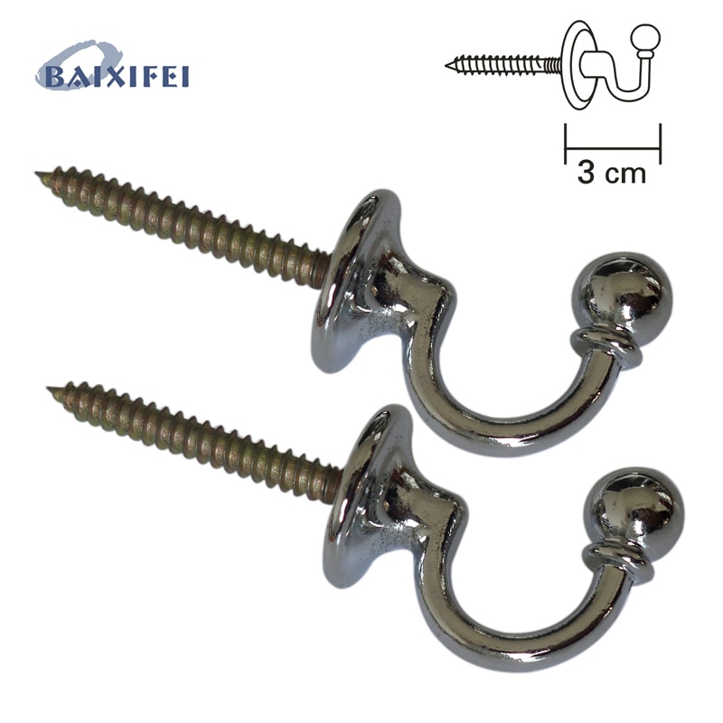 Crochets d&#39;embrasses pour rideaux en métal, 30mm, 10 pièces