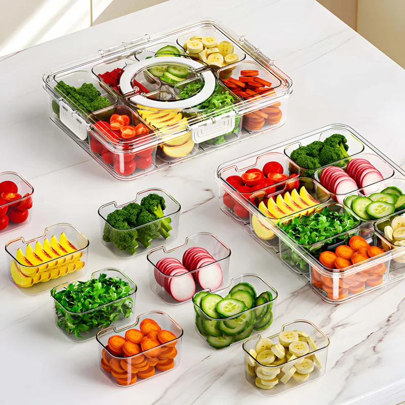 Multi Compartment Food Storage Container Keeps Fruits and Veggies Organized Ideal for Meal Prep and Refrigerator Storage