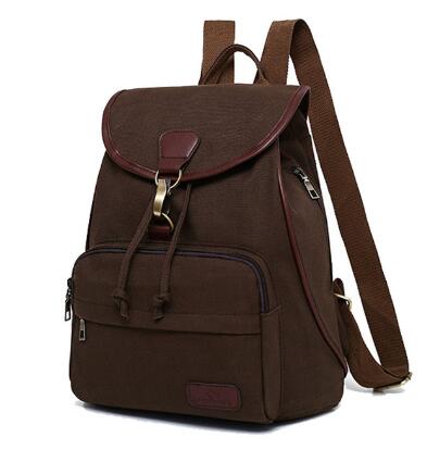 Chuwanglin Female women canvas backpack preppy style school Lady girl student school laptop bag mochila bolsas ZDD6294: Coffee