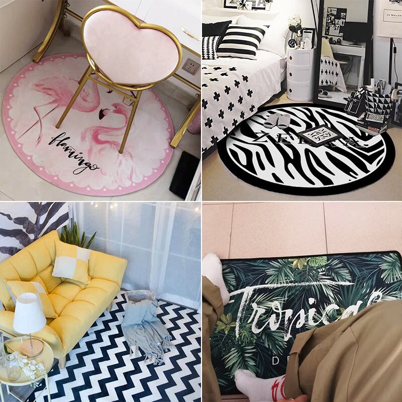 Leuke Ronde Flamingo Tapijt Roze Zachte Slaapkamer Woonkamer Bed Decoratie Mat