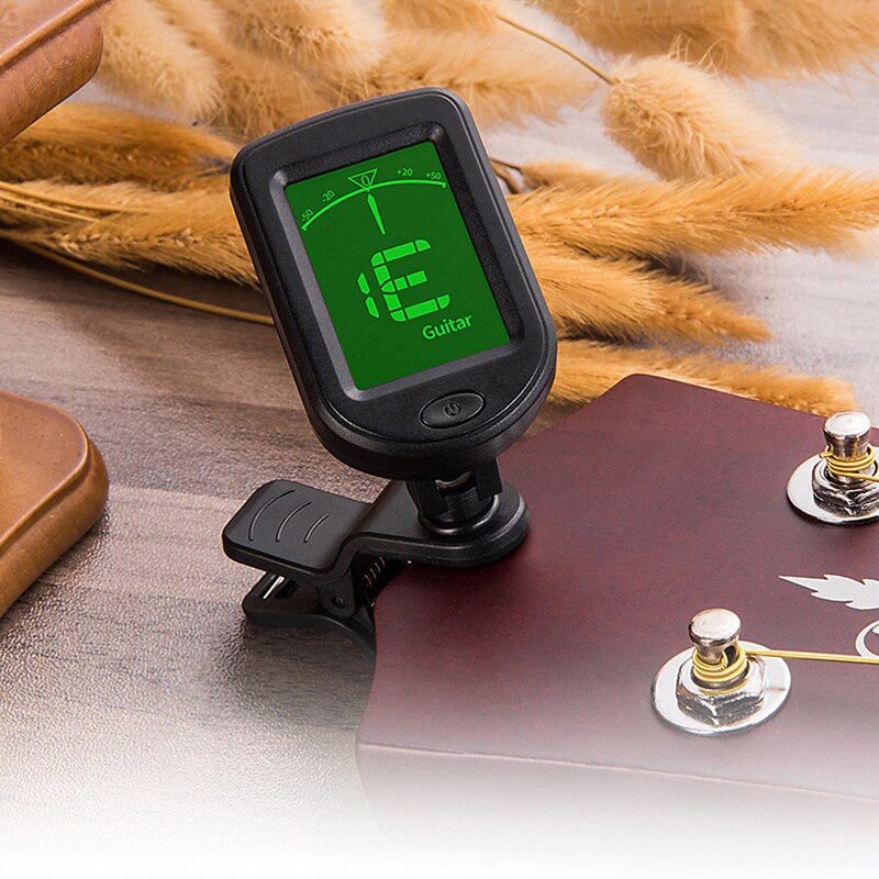 Guitar Tuner Digital Clip-On Tone Tuner for Electric Ukulele Bass Guitar Violin 360 Degree Rotatable Sensitive Built-in Batter