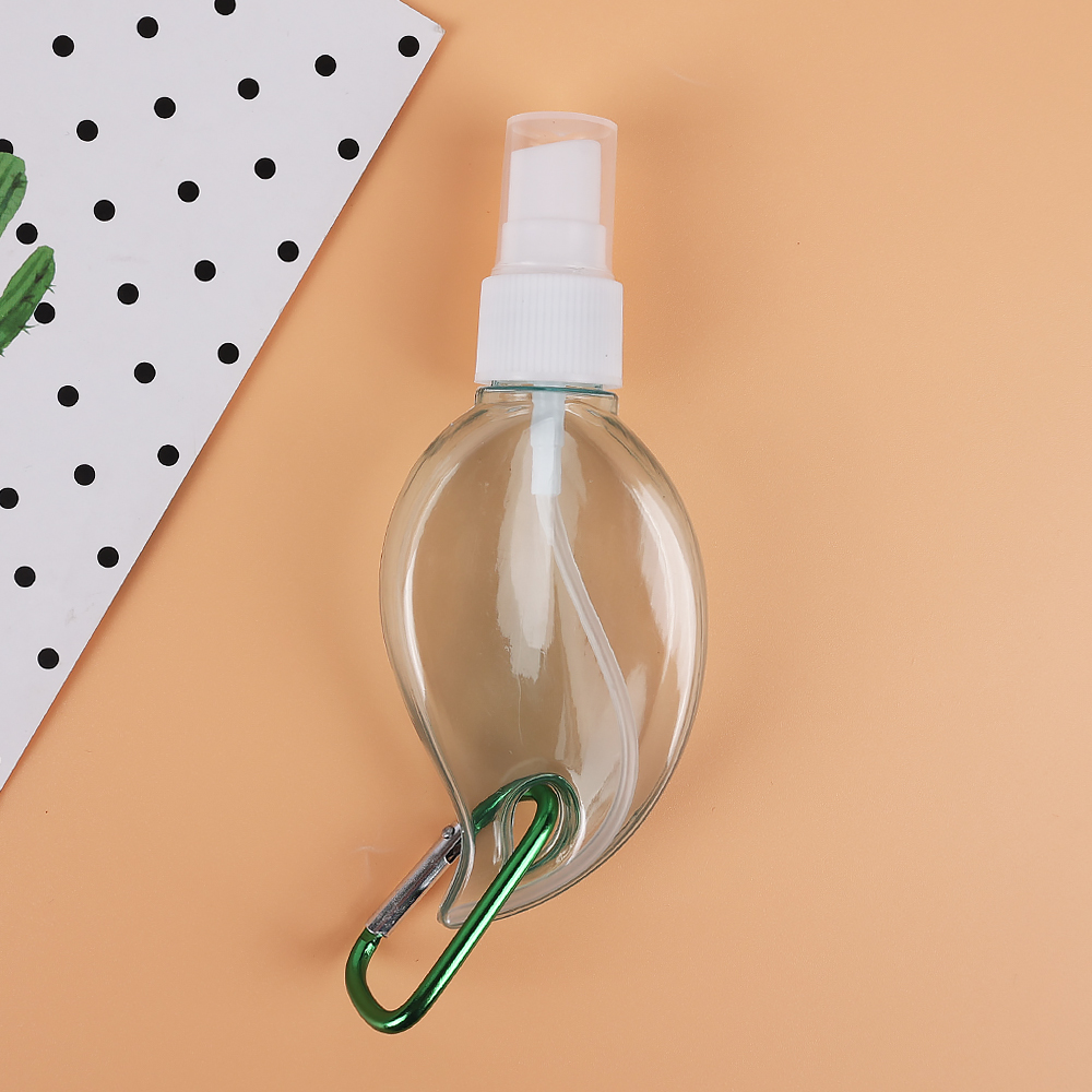 50ML Portable Plastic Spray Bottle with Keychain Leaf Shape Leakproof Refillable Container Alcohol Sanitizer Spray Container: Blue