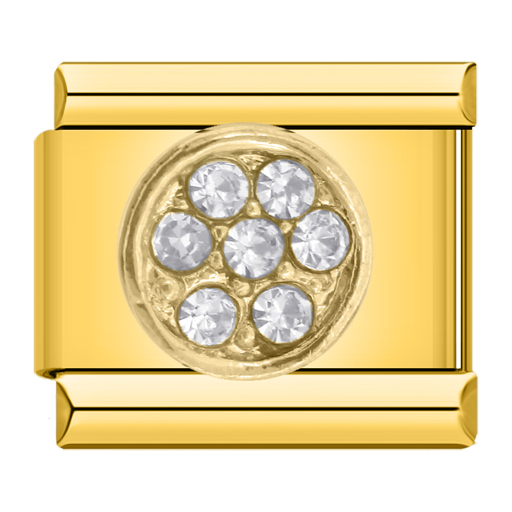Hapiship moda popolare dolce corona ala stella rotonda CZ Charm link misura 9mm braccialetto in acciaio inossidabile fai da te fare gioielli DJ013: G