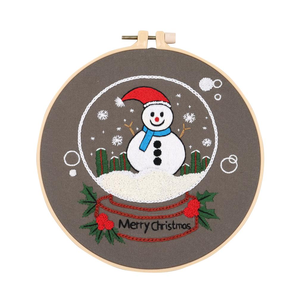 Kit De Broderie De Noël Pour Débutants – 2 Motifs Colorés Inclus | Tissu Coton/Lin, Cercle Réglable, Instructions | Idée Cadeau & Déco Festive