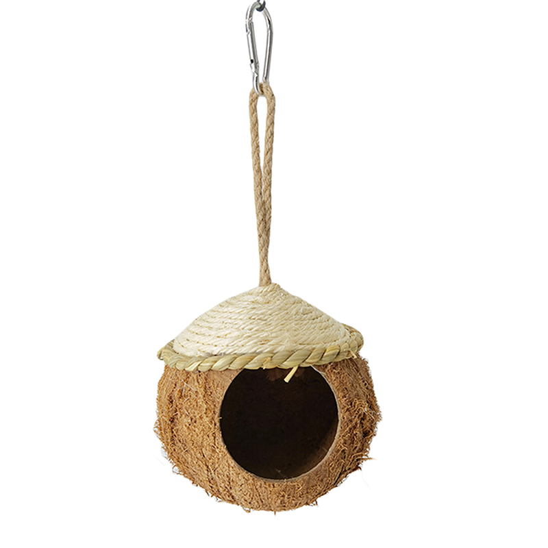 Parrot Nest Natural Coconut Shell House Cage Feeder Parakeet Birds Squirrel Hamster Toys Pet Breed Decoration Supplies Pendant: Style 2
