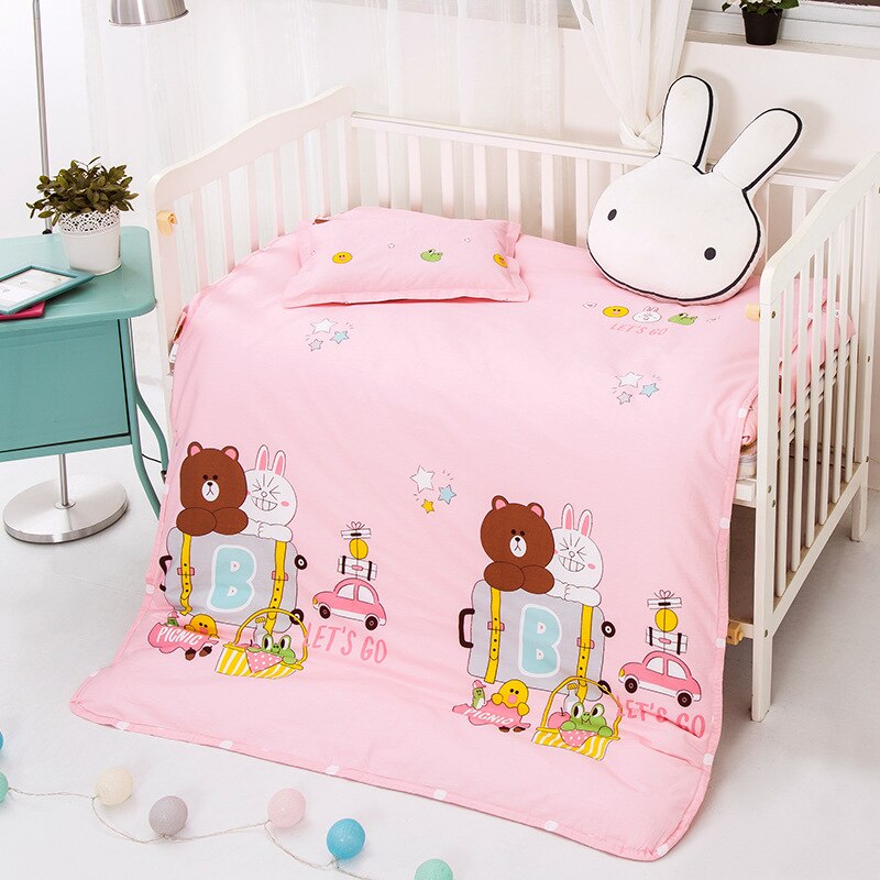 3 stk baby sengetøj 100%  bomuld dynebetræk lagen pudebetræk baby sengetøj sæt til nyfødte dreng og pige værelse dekoration: Lysegrå