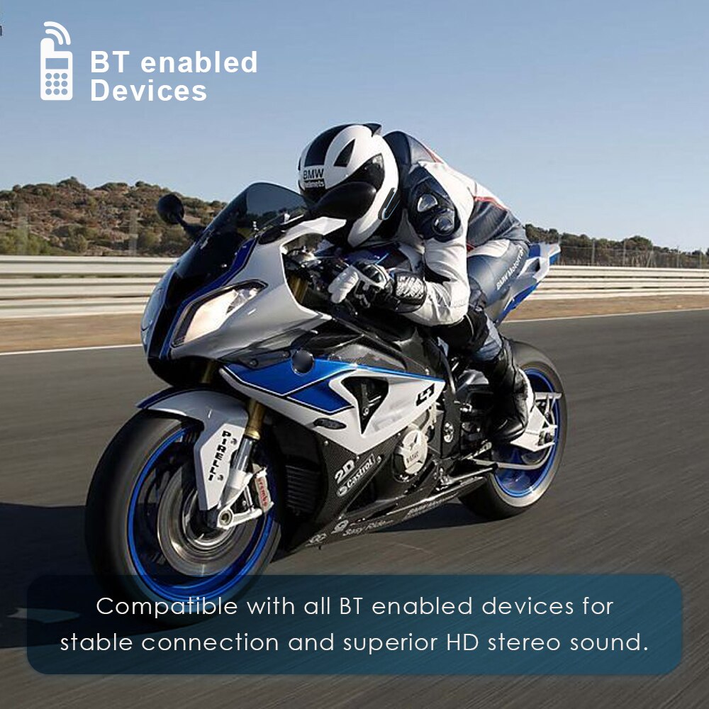 Motorcykel hjelm headset trådløse bluetooth headsets ridning håndfri fm radio stereo mp3 øretelefon nem betjening vandtæt