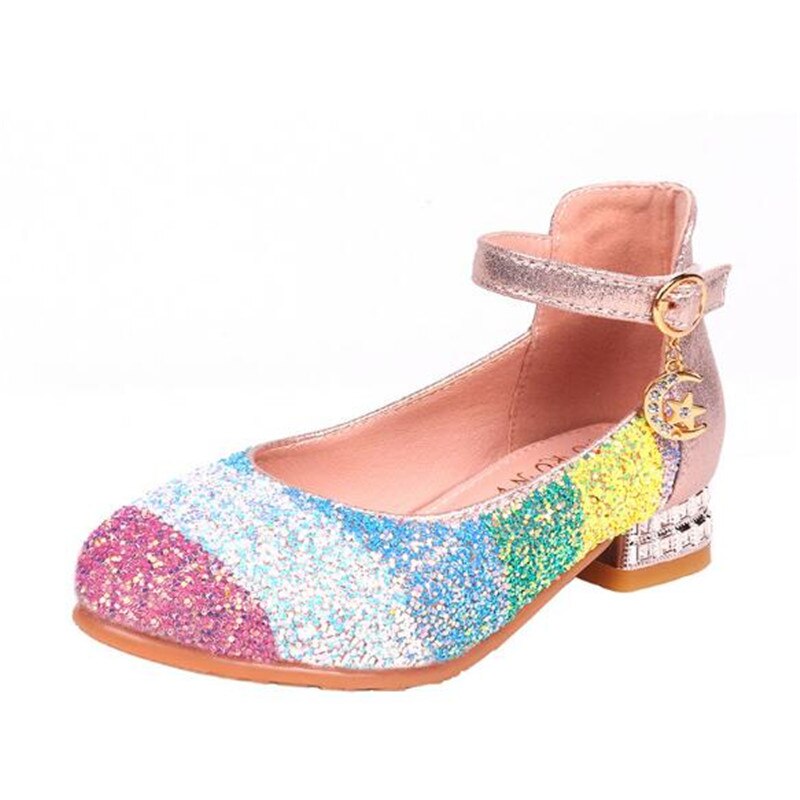 Zapatos de tacón alto transpirables para niñas, calzado de cuero para y baile, para primavera y otoño, 041