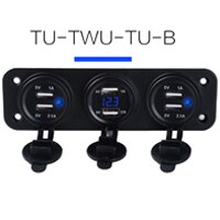 6 usb stik bil oplader adapter 2.1a & 2.1a led voltmeter stikkontakt til marine bil båd trailer autocamper motorcykel vandtæt: Blå