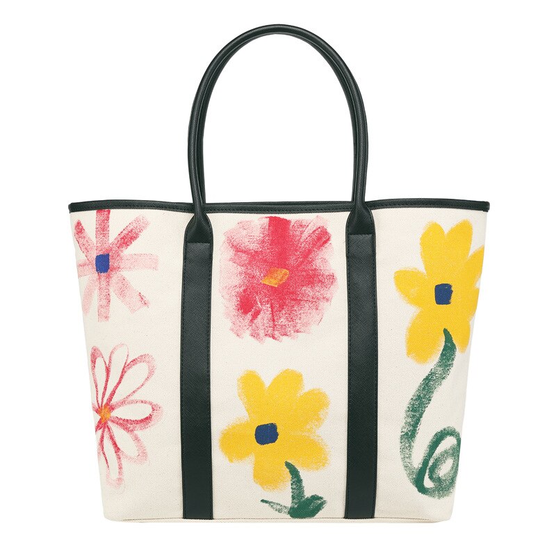 Shoulder Bags Women's Bag Canvas Graffiti Flower Bag Hand Bill Shoulder Large-capacity Shopping Bag Daisy Tote Bag Handbags