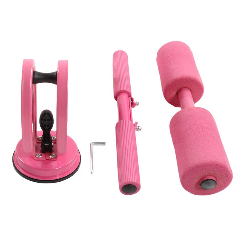 Sit Up Fitness Equipment Sit Up Aid Double Layers Steel Support for Household: Adjustable pink