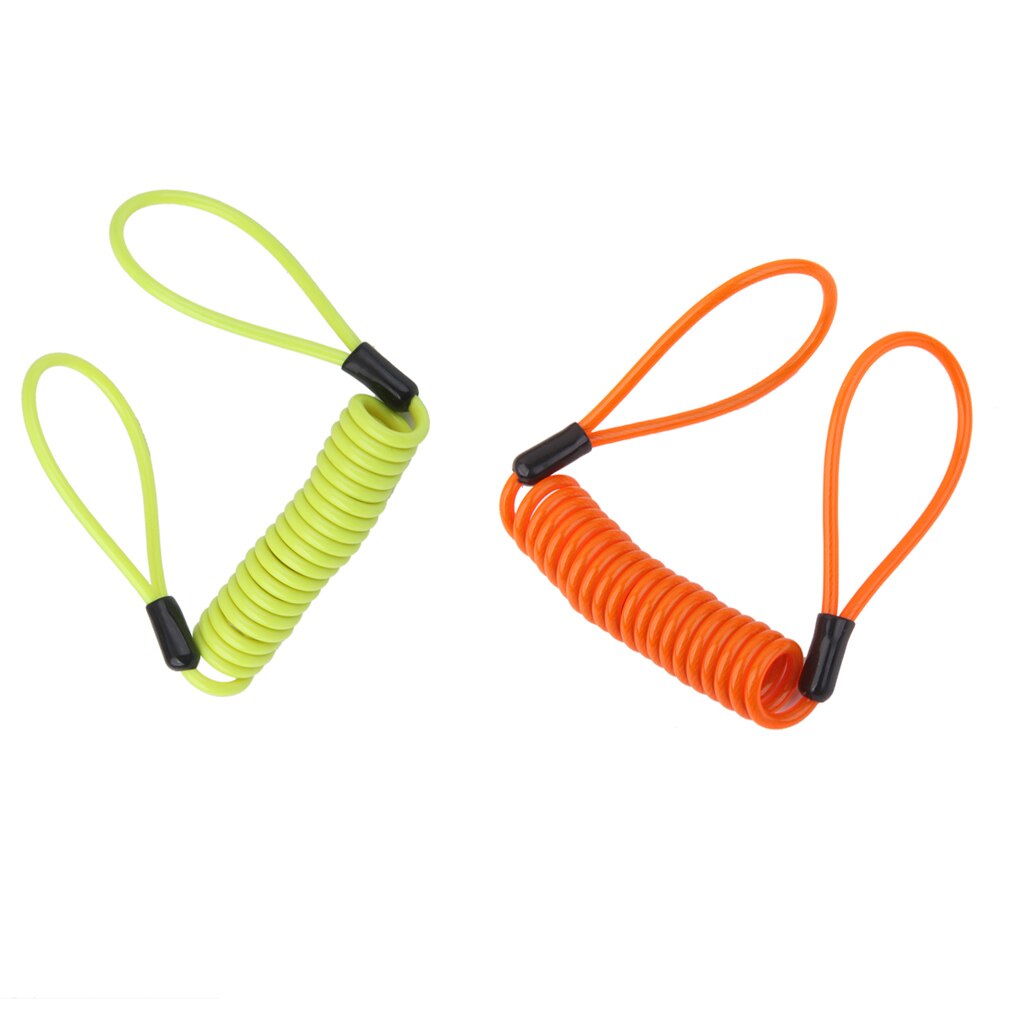 2pcs 1.2m Motorbike Disc Brake Lock Safety Spring Coil Wire Reminder Cable