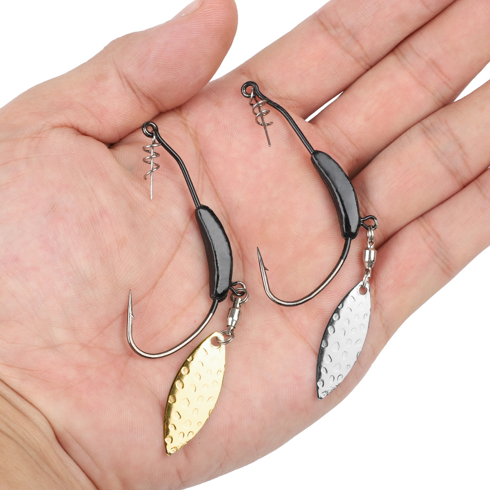 3pcs/lot Weighted Underspin Swimbait Hook 2g-9g Twistlock Weighted Crank Hooks with Willow Leaf For Soft Fishing Lures