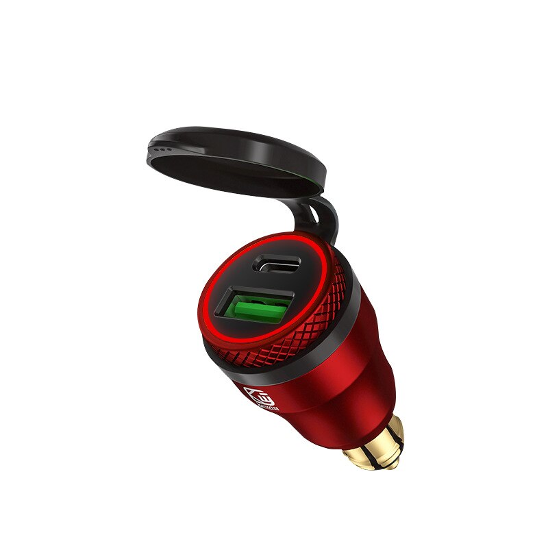 Chargeur d'alimentation type-c PD 30W, prise USB Powerlet, DIN, pour BMW et moto Triumph, Tiger Ducati: Red Red
