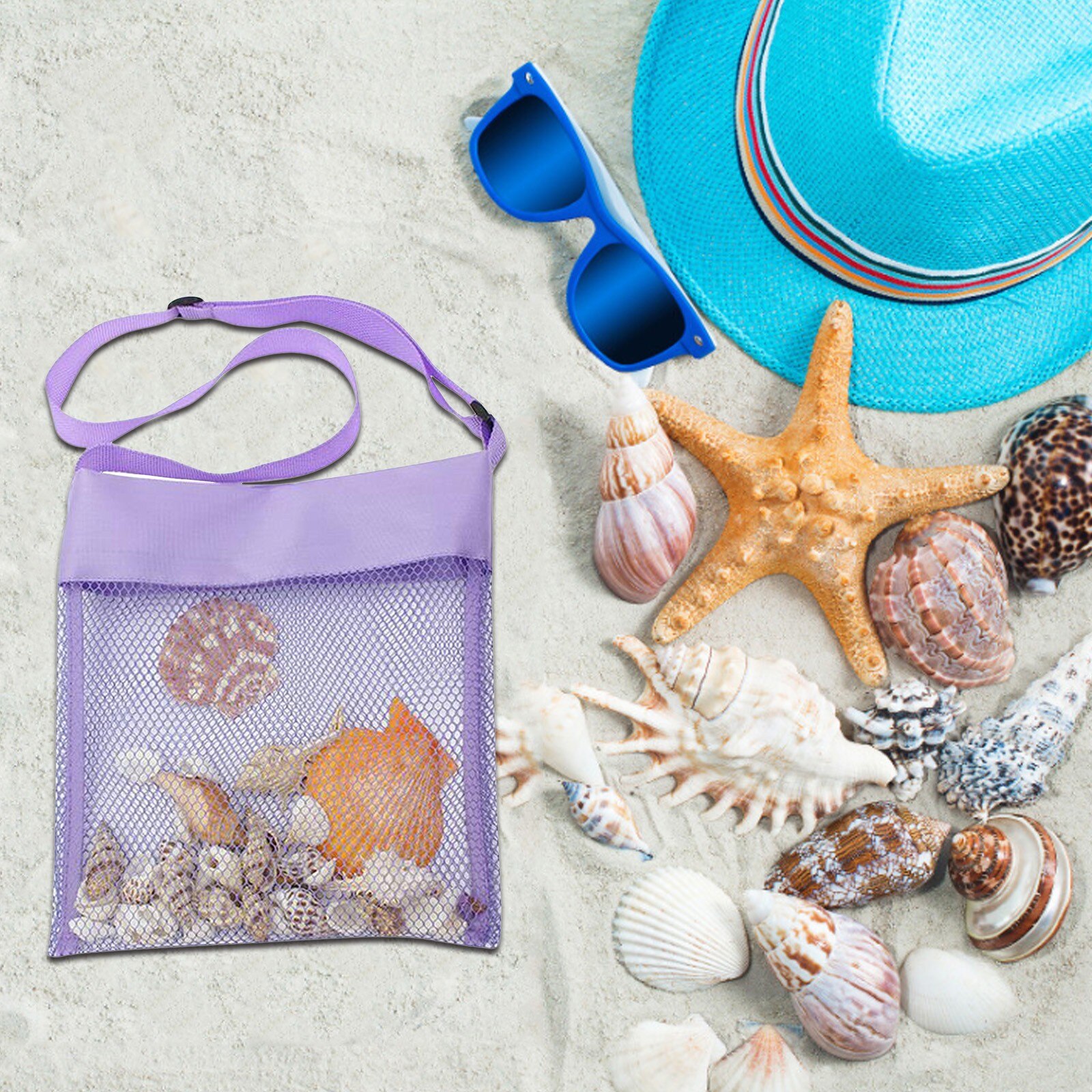 Kleur Kinderen Mesh Strand Ademend Zee Shell Tassen Verstelbare Draagriemen Essentiële Tools Voor Bezoek De Strand # G: PP