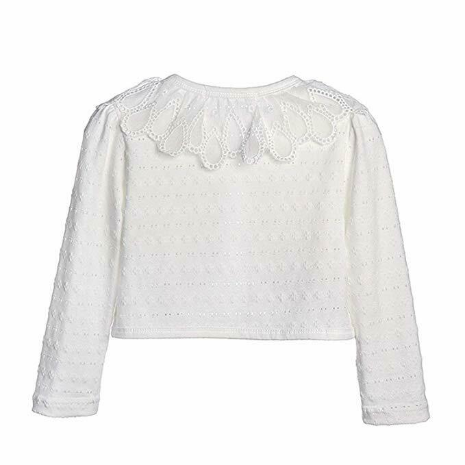 Brand Girls Long Sleeve Kids Lace Bolero Shrug Pearls Button Wedding Cardigan 1-6 Y