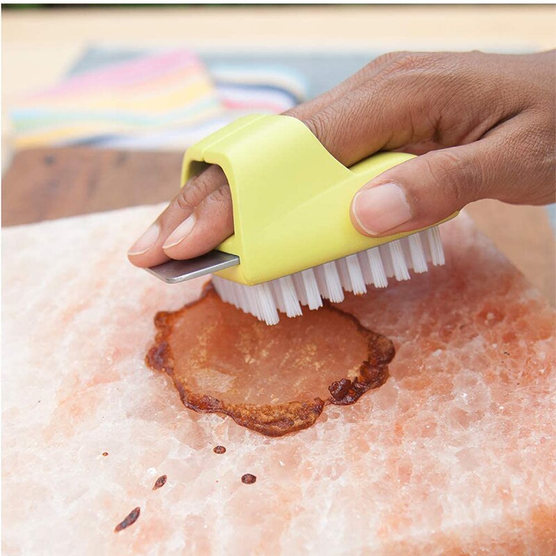 Salt Plate Scrubber Brush Green Handled Salt Block Cleaning Brush For Kitchen Dish Bowl Barbecue Cleaner Tools Home Accessories