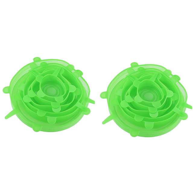 Funda de silicona para PC, tapas elásticas reutilizables para envolver comida hermética, mantener el bol sellado fresco, utensilios de cocina, 12 Uds.: 12xGreen