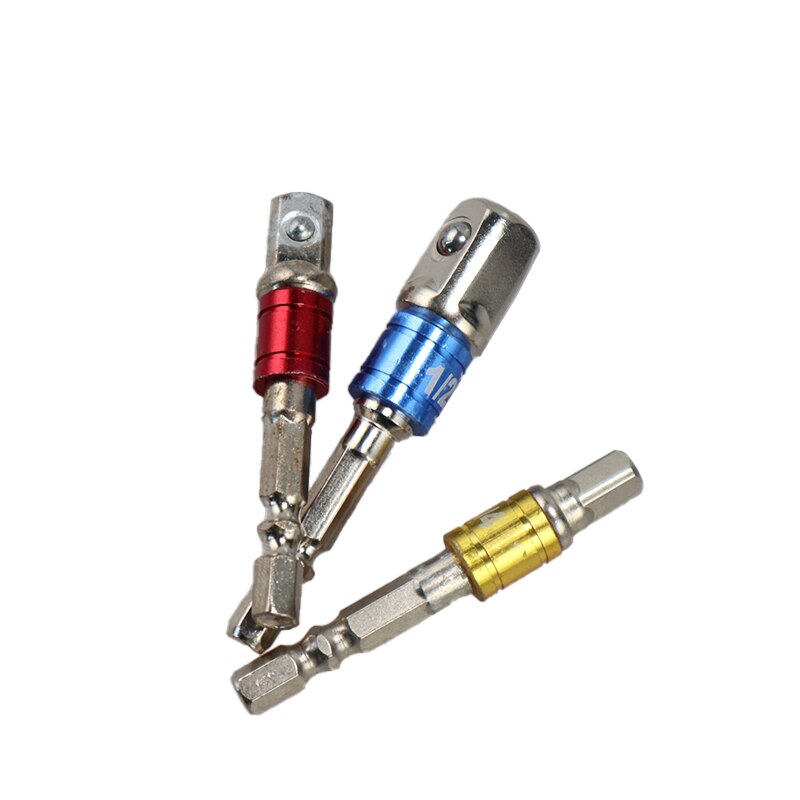 3pcs Drill Socket Adapter for Impact Driver with Hex Shank to Square Socket Drill Bits Bar Extension Set