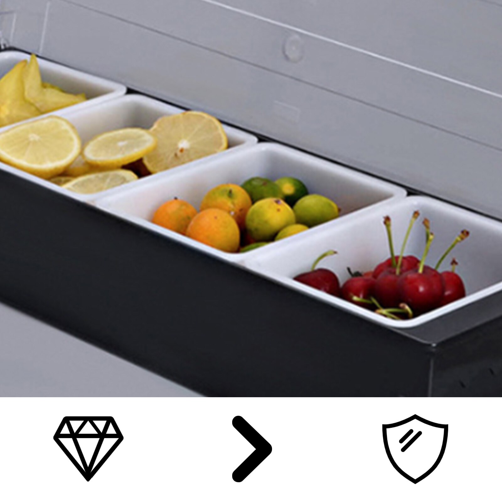 6 Compartment Condiment Dispenser Bar Fruit Caddy Garnish Tray Kitchen Spices Storage Holder Accessories