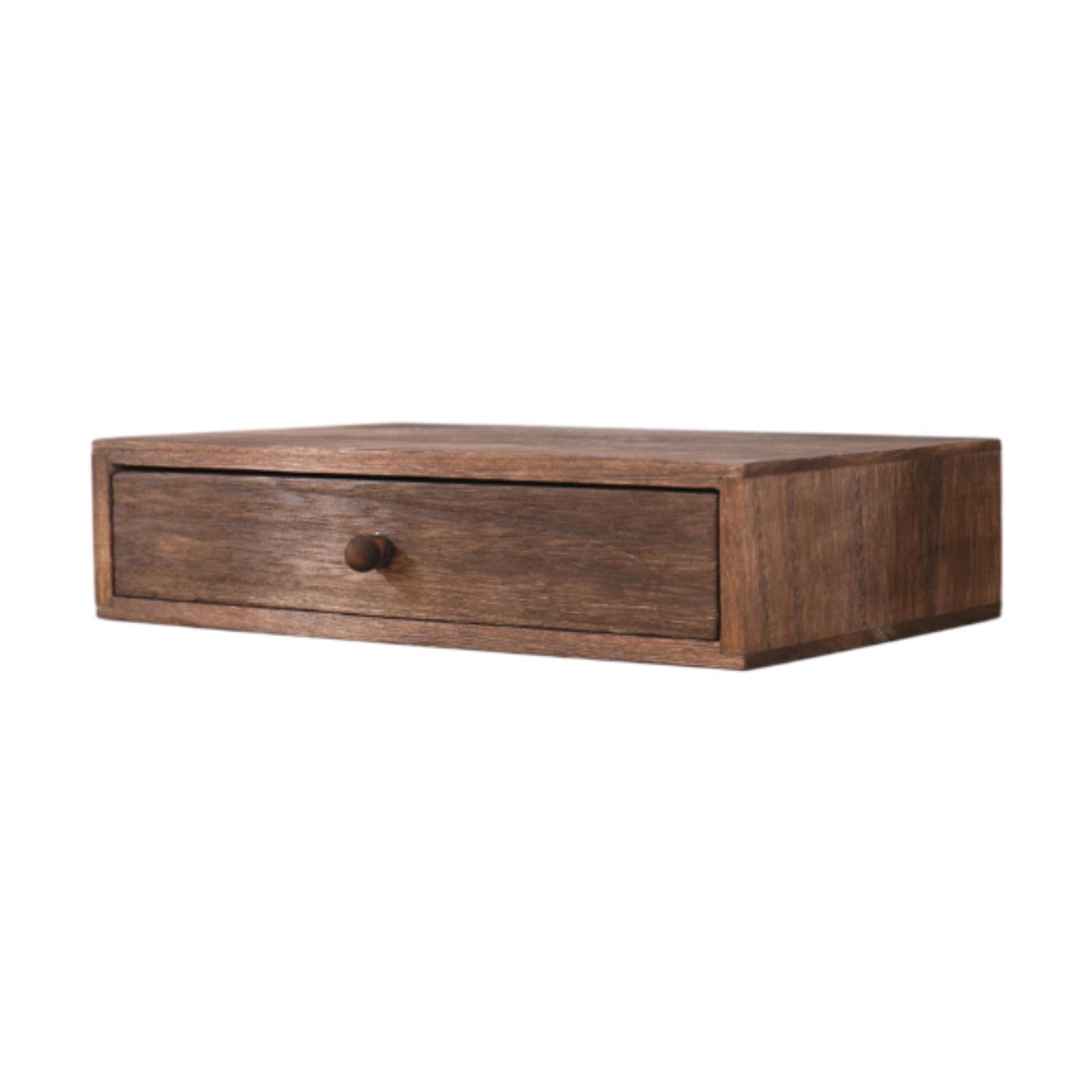 Desktop Organizer met lade Houten tafelkast voor kaarten, postzegels, rekeningen: Bruin