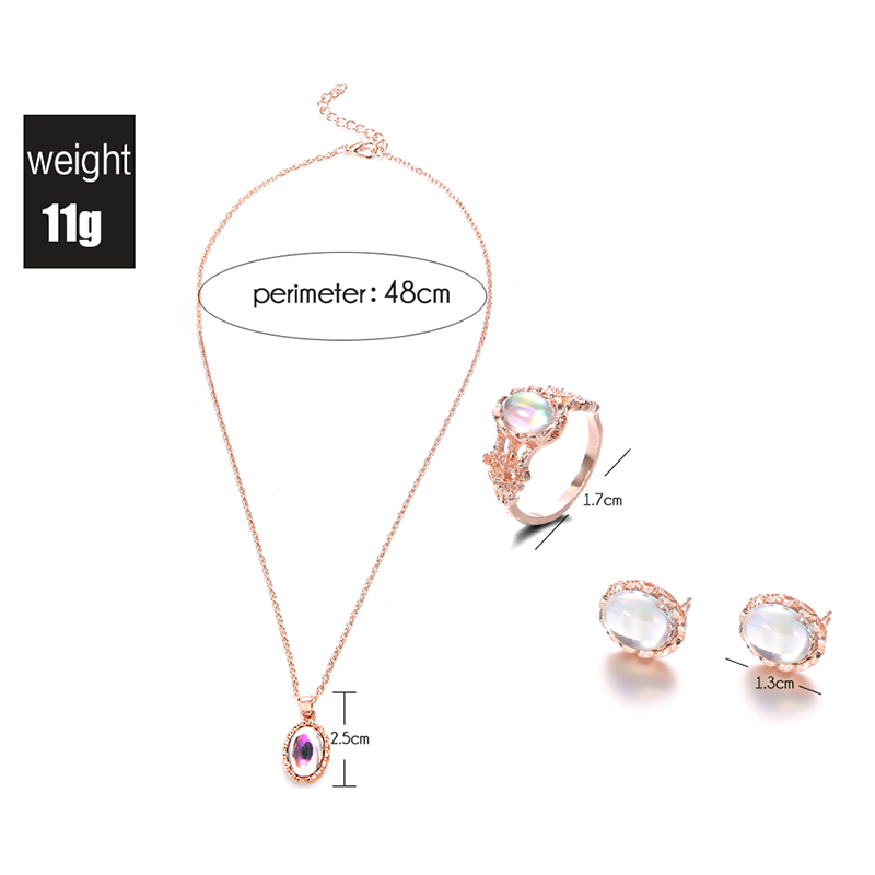 Frauen Halskette Stud Ohrringe Ring Sets Dame Retro Luxus Schmuck CX17