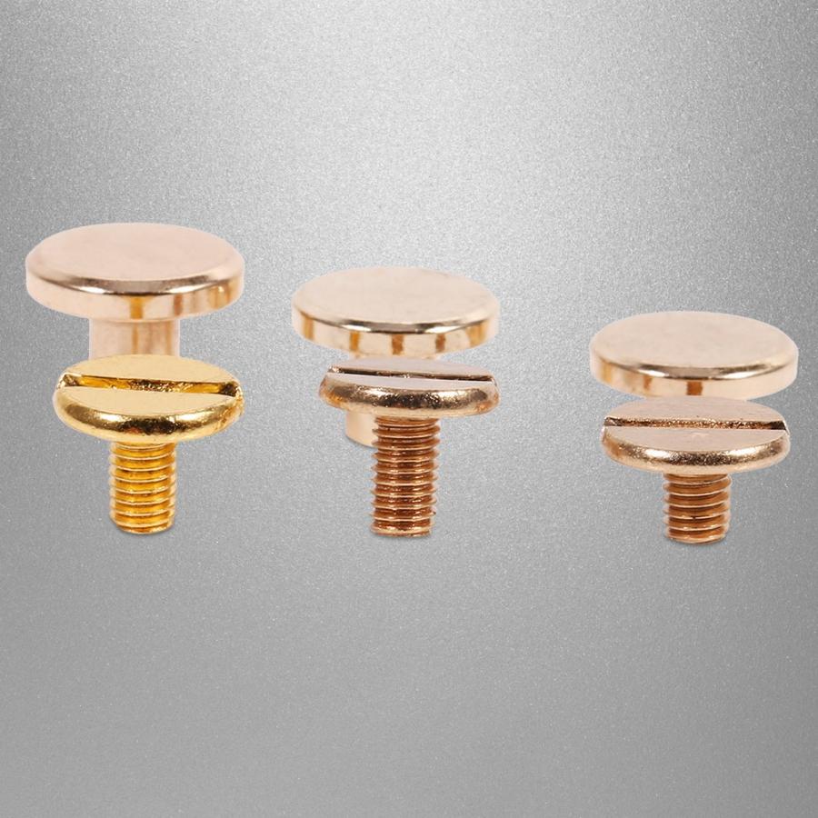 10 set 5/6.5/8mm massiva mässingsknappar skruvspik skruvback läder nitbälte mässingsspik