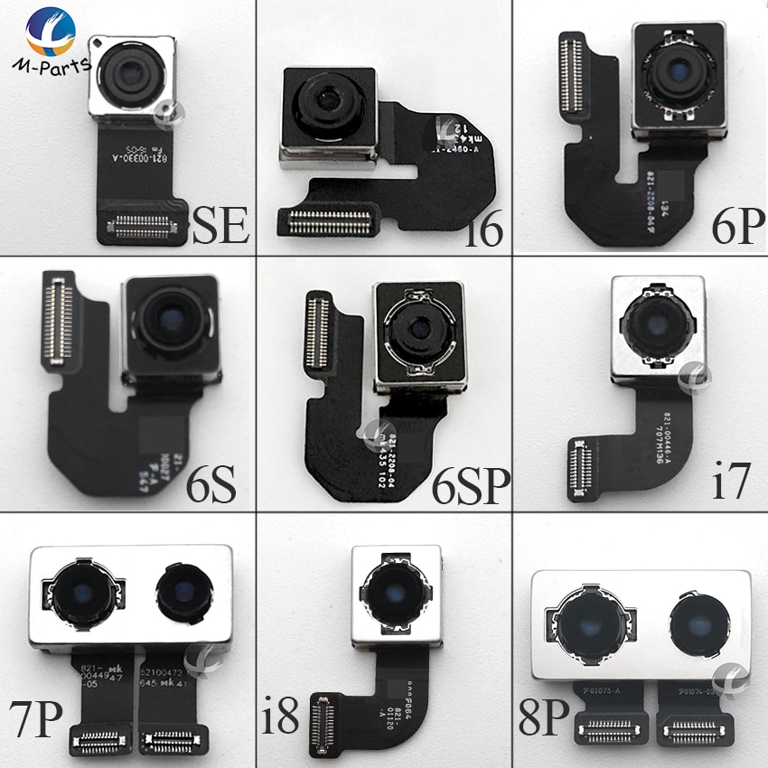 Orijinal arka kamera için iPhone SE 6 6 artı 6S 6S artı 7 7 artı 8 8 artı X hakiki ana arka kamera Flex kablo şerit ile parça