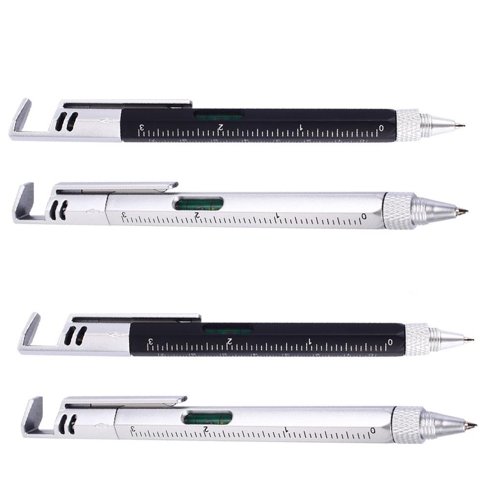 1/2/4pcs 6-In-1 Multifunctional Screwdriver Level Ruler Plastic Tool Pen Phone Level Instrument Touch Screen Pen: 4pcs