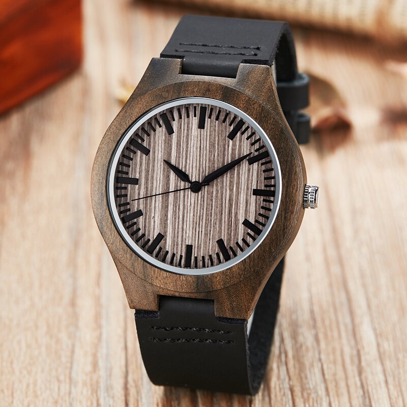Wooden Watch To My Dear Son Wood Engraved Quartz Watch Men Bamboo Modern Wristwatches Nature Wood Leather