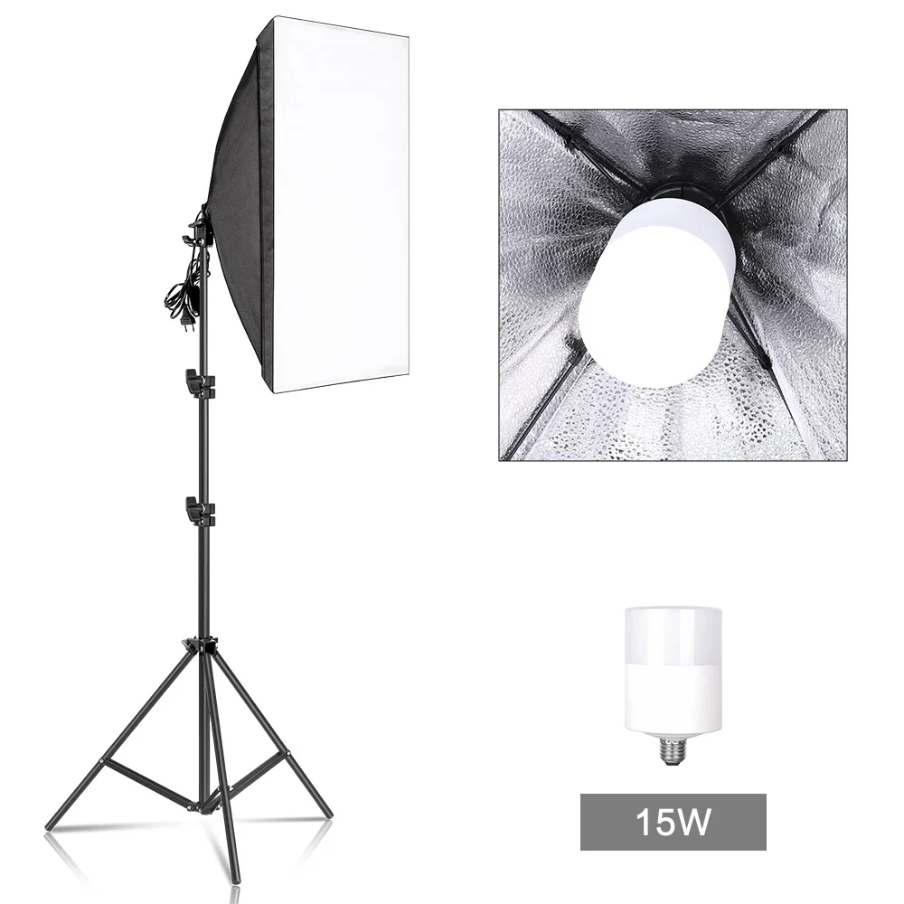 Kit di illuminazione Softbox per fotografia professionale 50x70CM Sistema di illuminazione continua Soft Box Attrezzatura per studio fotografico per principianti: Blu