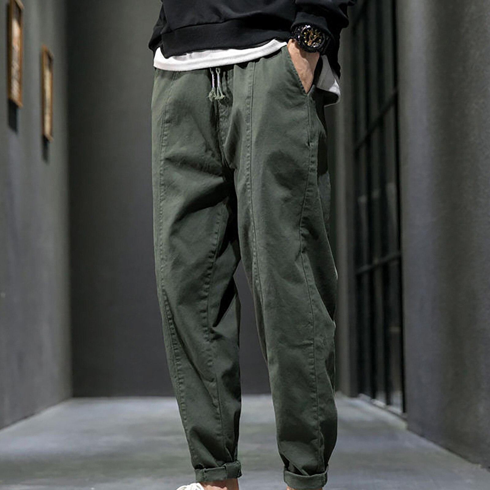 Male Casual Pants Jeans Men's Casual Plus Size Loose Pure Color Sports Long Sweatpants Pents Loose Baggy Hiphop pants
