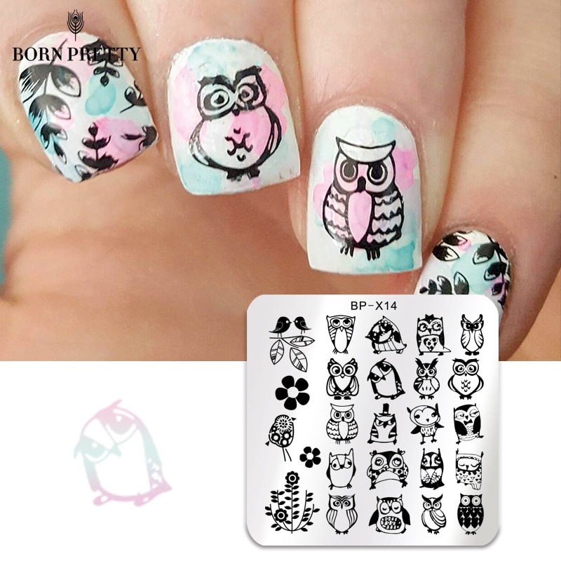 BORN PRETTY série animale estampage plaques timbre modèle hibou fleur Image plaque pochoir ongles outils d'impression